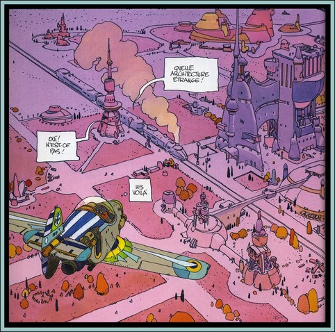 A frame from a graphic novel by Moebius / Jean Giraud, 