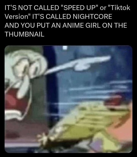 A Low quality image of a Squidward yelling at SpongeBob with text above stating: 
