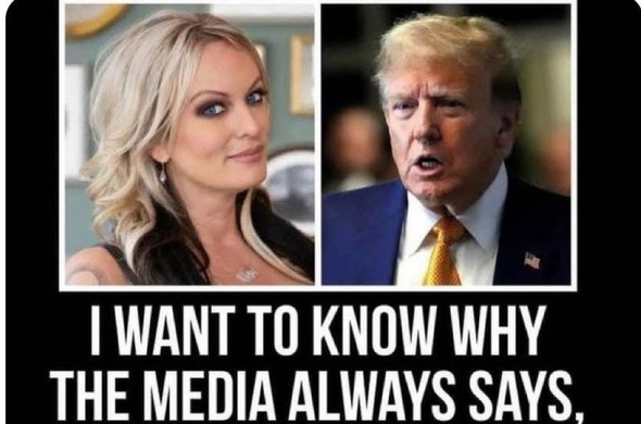 I want to know why the media always says pornstar Stormy Daniels and not rapist Donald Trump.
