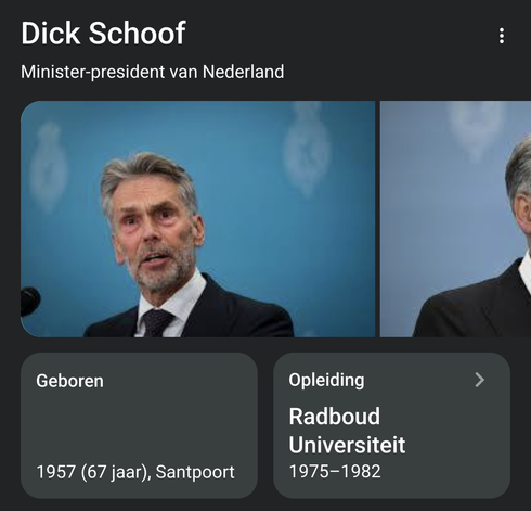 Dick Schoof, new dutch prime minister and confirmed right wing creep, apparently went it Radboud University, same university I went to 