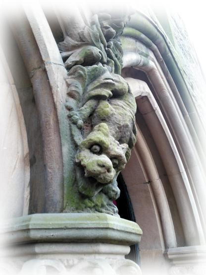 A guardian dragon at at church door