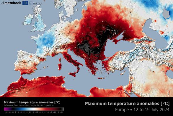 temperature anomalies map. half of the Europe are 