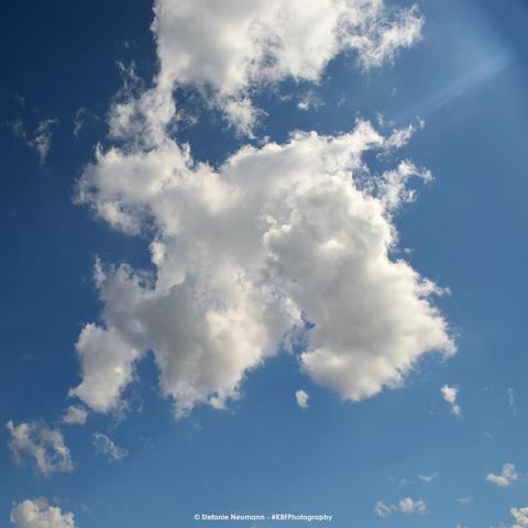 A white cloud on a sunny blue sky.