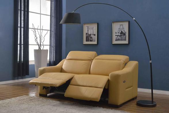 A light brown recliner couch