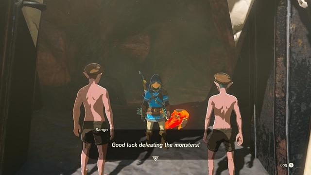 Link gets ready to tackle a cave in full gear 