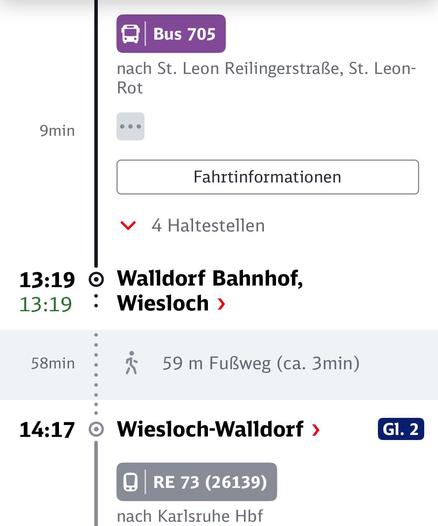 58 Minuten Übergang zwischen Bus und S-Bahn