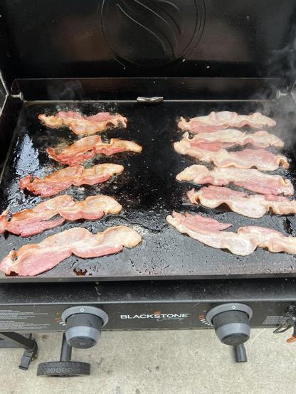 Bacon on the griddle. 