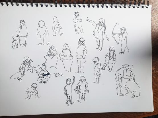 A page with sketches of children.